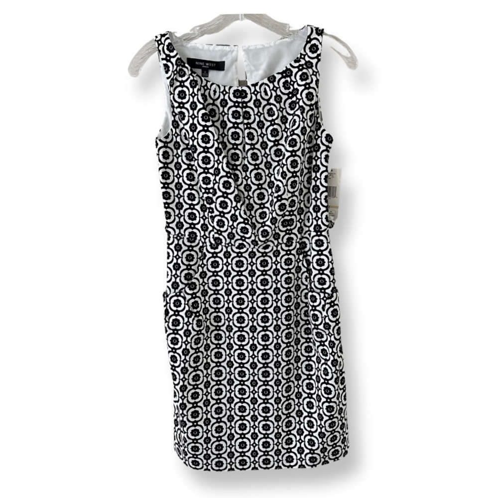 Nine West Sleeveless Dress Black and White Pattern  Women’s Size 2 NWT